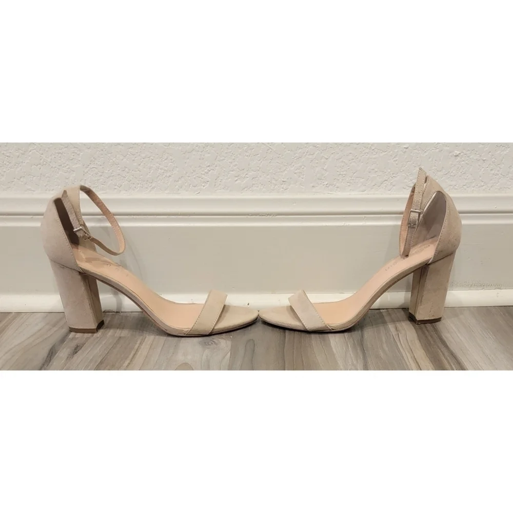 Madden Girl Nude Ankle Strap Block Heel Size 8.5